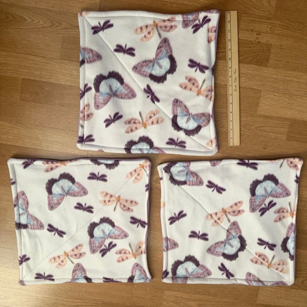 Guinea Pig Pads 11” x 9” Set of 3 Reversible Fleece Washable